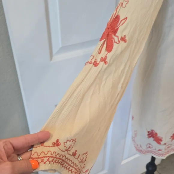 Free People Cream& Pink‎ Embellished Long Sleeve Tunic XS  Fp50 - Picture 4 of 10